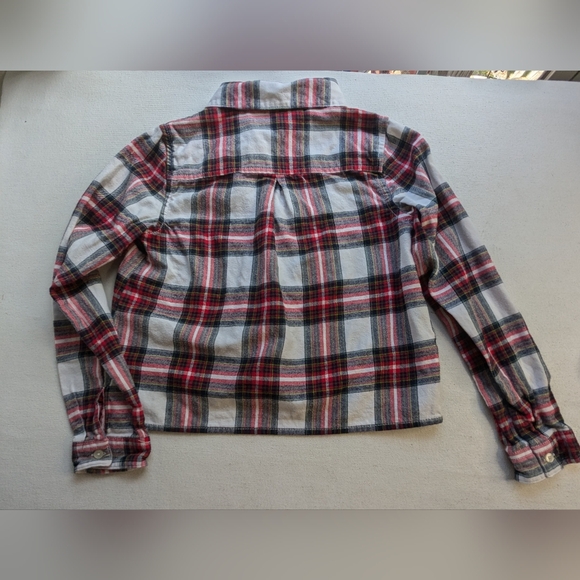 Dip Kids Flannel Cropped Plaid Top Long Sleeve Sz Med Button Front N-2 - Picture 2 of 6